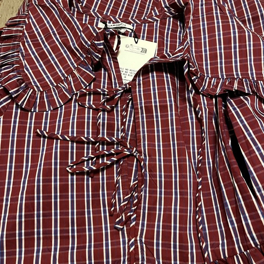ASOS Red and White Checkered Midi Dress - Picture 5 of 7